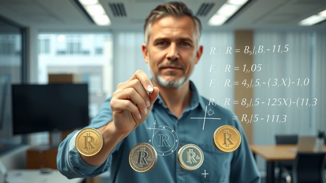 Мужчина стоит у прозрачной доски пишет математические формулы заработок#чудо